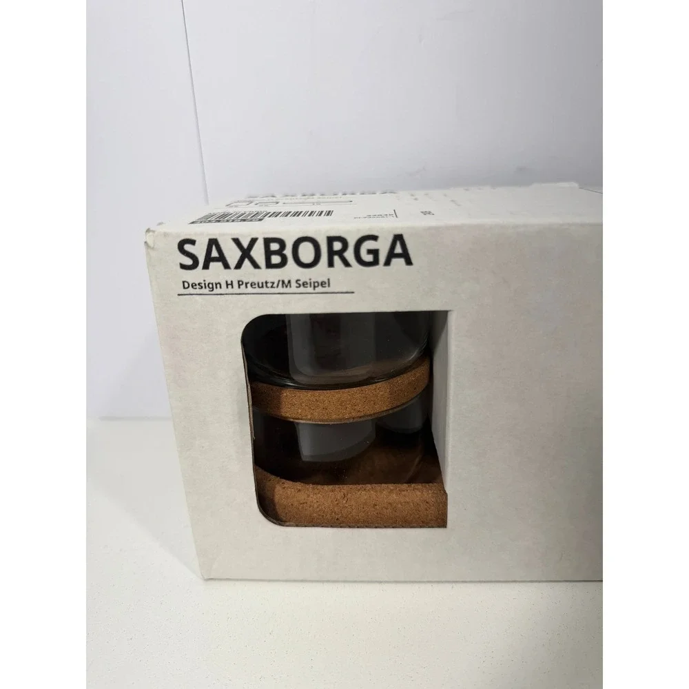 IKEA Saxborga Storage Set Glass Jars with Cork Lids and Tray 403.918.79 NEW